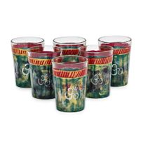 Hand Painted Tea Glass set of 6: Antiqua Green