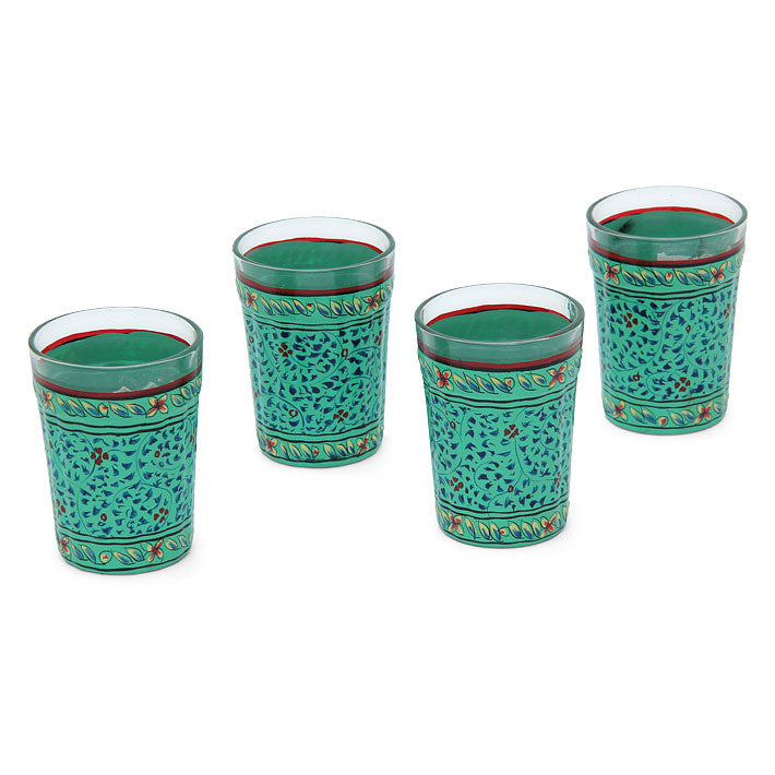 Hand Painted Tea Glass set of 4