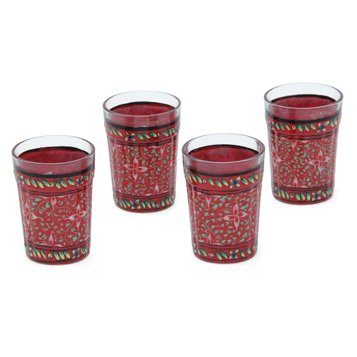 Hand Painted Tea Glass set of 4