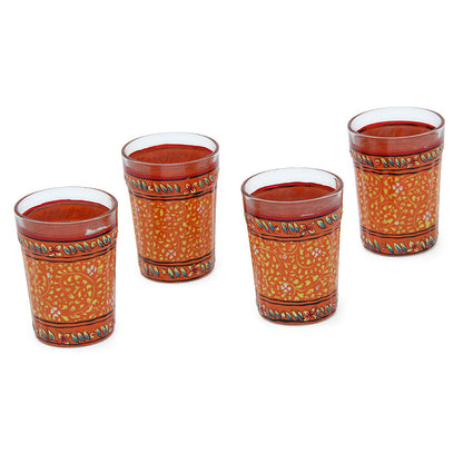 Hand Painted Tea Glass set of 4