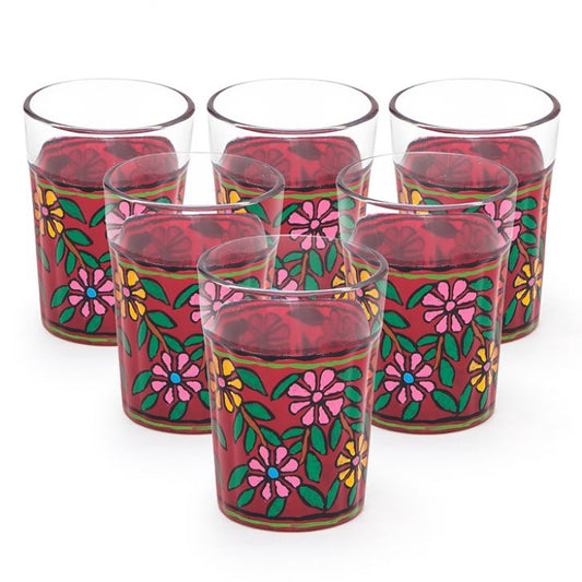 Hand Painted Tea Glass set of 6