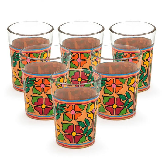 Hand Painted Tea Glass set of 6