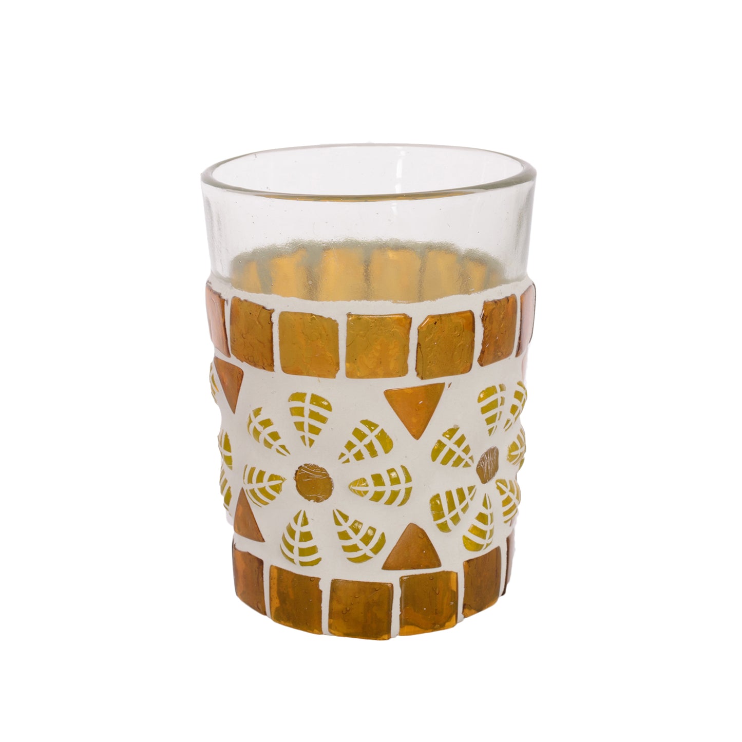 MOSAIC TEA GLASS SET OF 4 : AMBER YELLOW