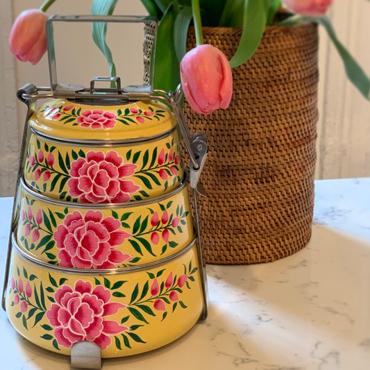 Hand Painted 3 Tier Steel Lunch Box