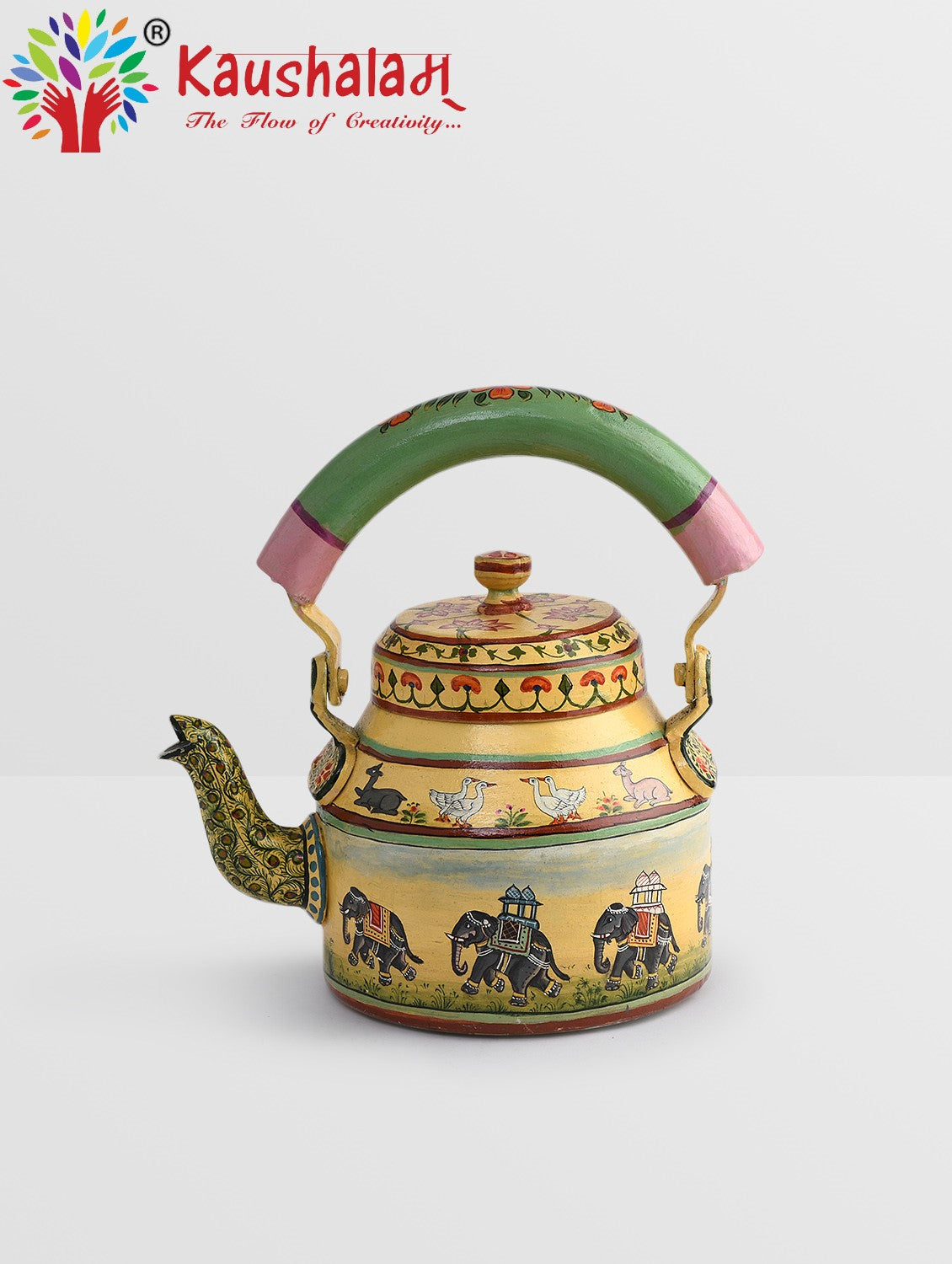 Hand Painted Kettle : Elepant Safari