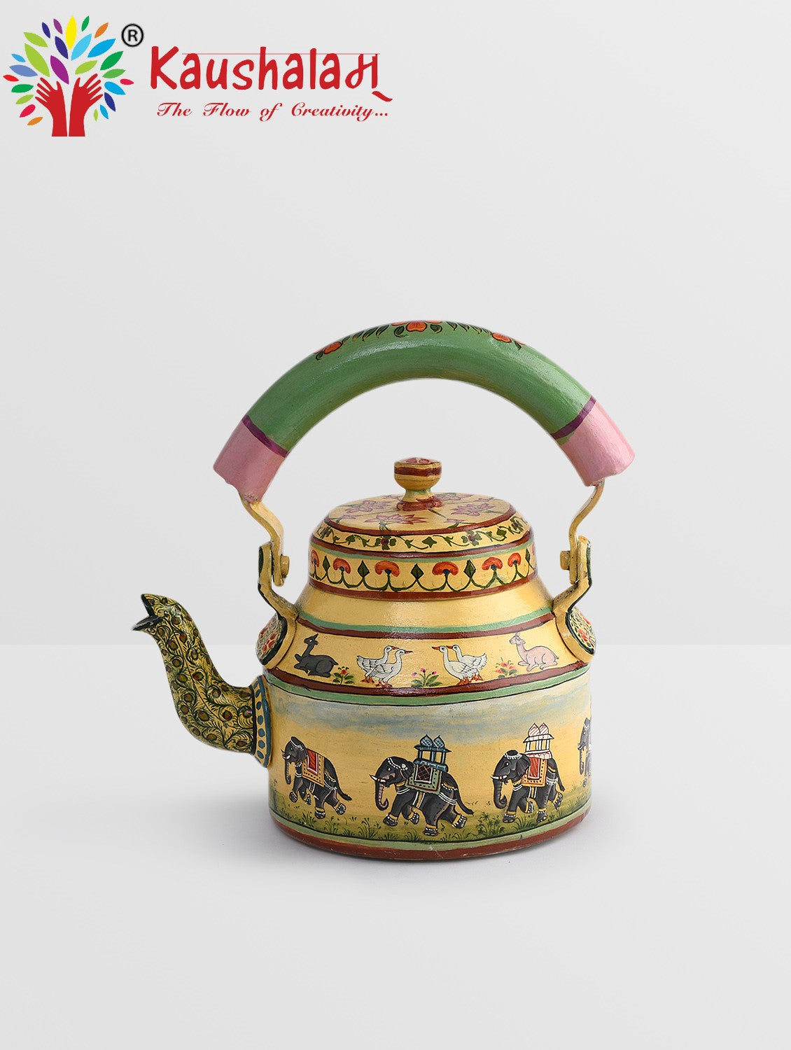 Hand Painted Kettle : Elepant Safari