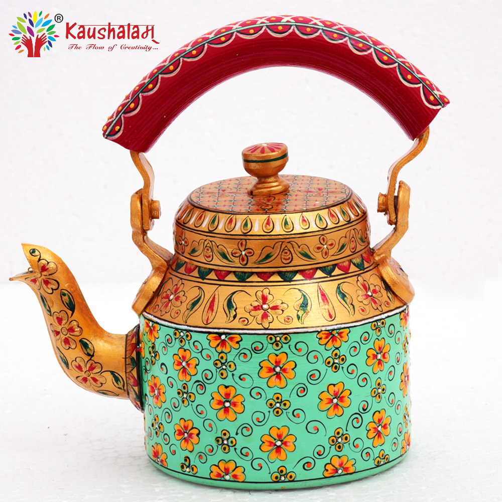 Hand Painted Kettle : Carnations