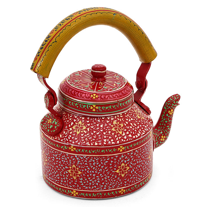 Hand Painted Kettle : Red Petals