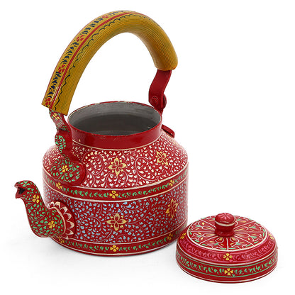 Hand Painted Kettle : Red Petals