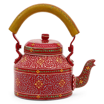 Hand Painted Kettle : Red Petals