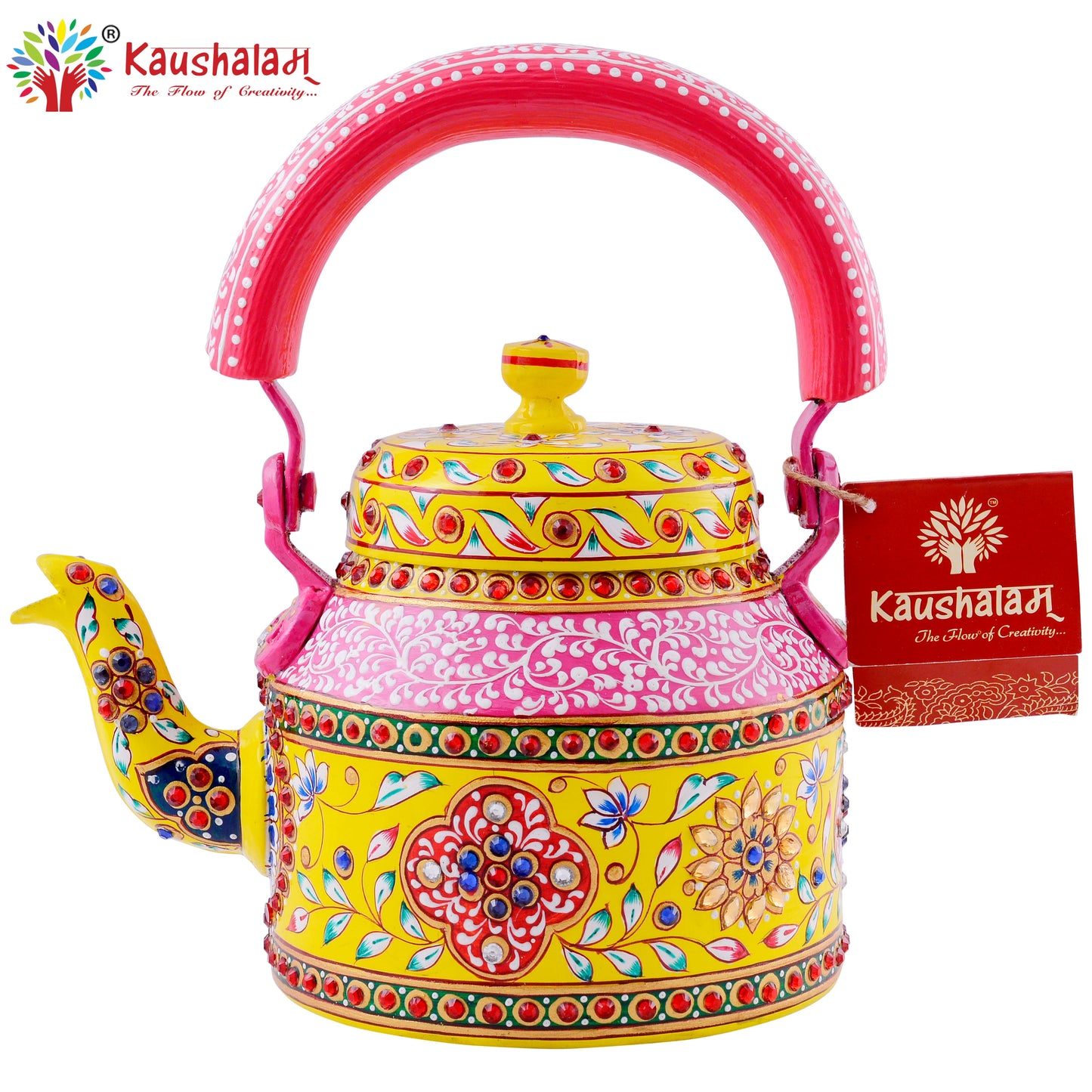 Hand Painted Kettle :  Bright colorful with bling's