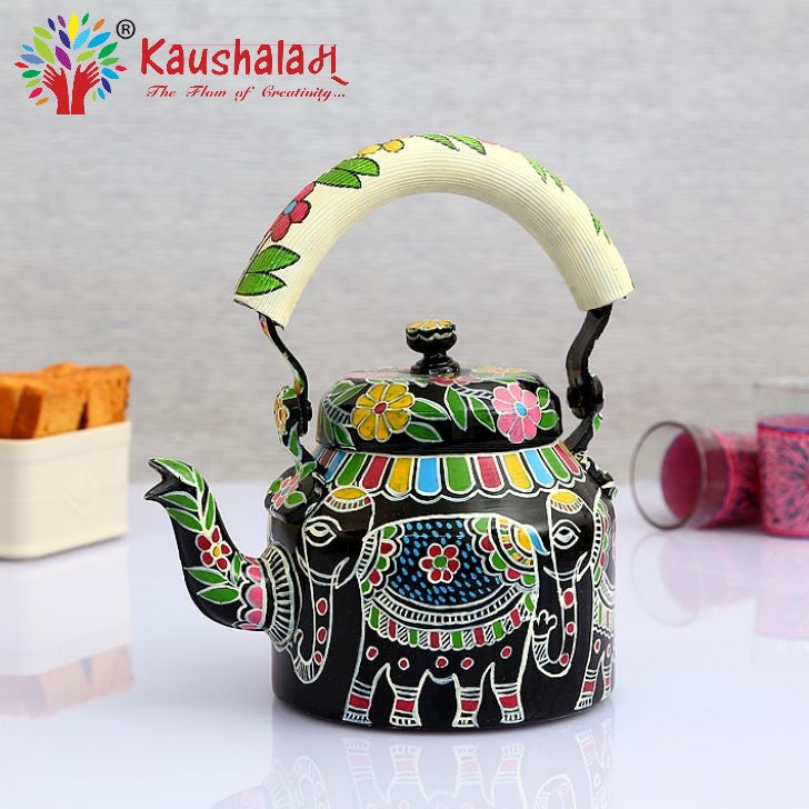 Hand Painted Kettle : White Elephant