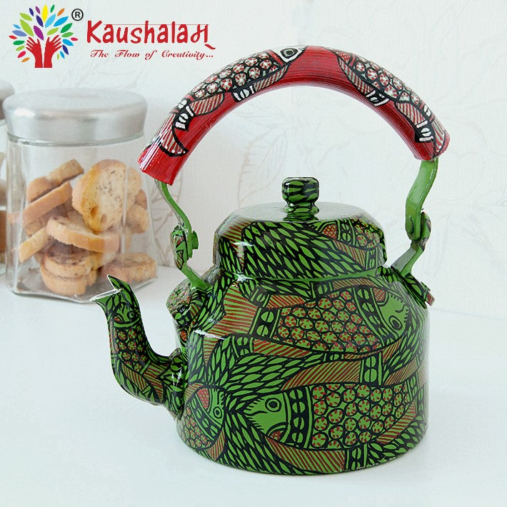 Hand Painted Kettle : Green Pond