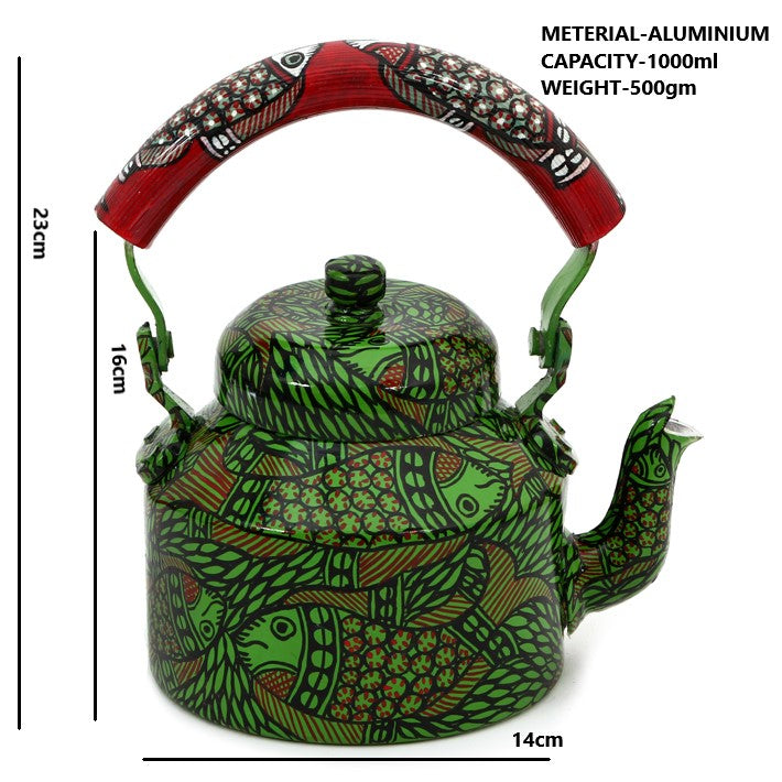 Hand Painted Kettle : Green Pond