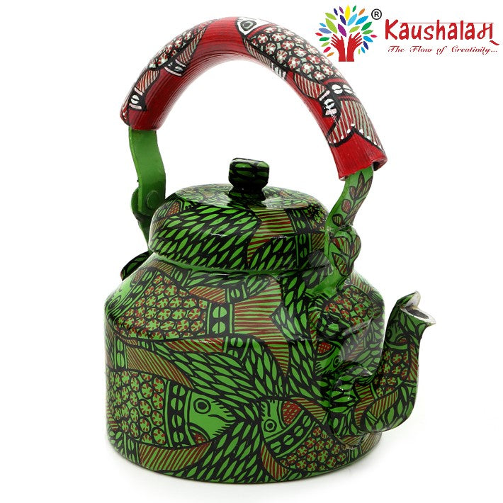 Hand Painted Kettle : Green Pond