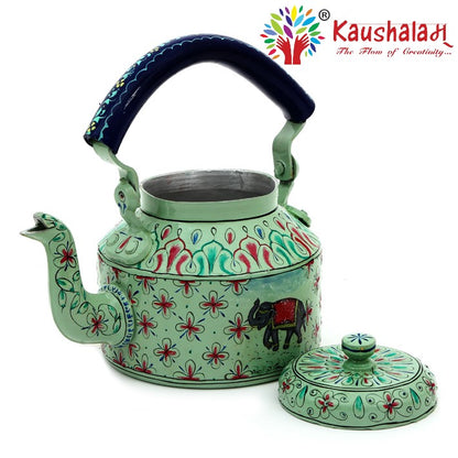 Hand Painted Kettle : Mughal Elephant