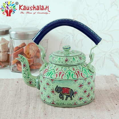 Hand Painted Kettle : Mughal Elephant