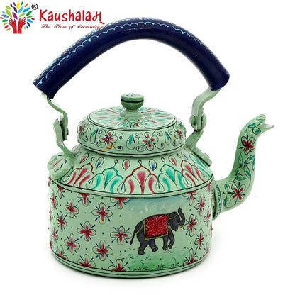 Hand Painted Kettle : Mughal Elephant