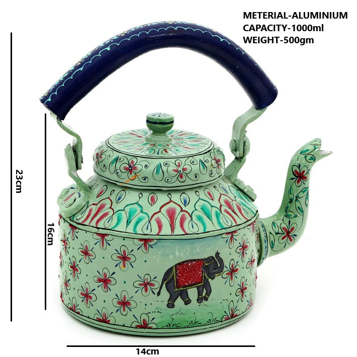 Hand Painted Kettle : Mughal Elephant