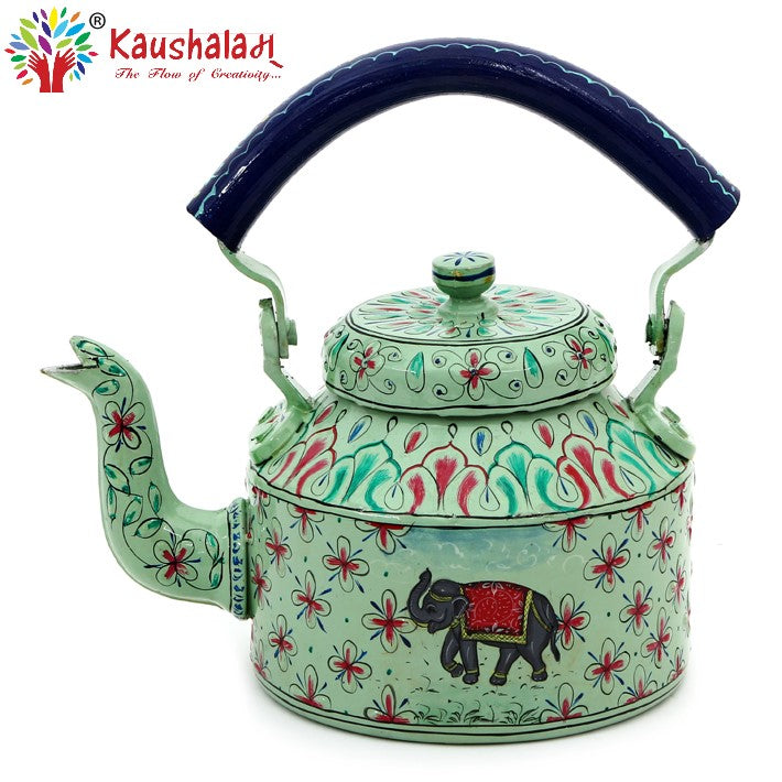 Hand Painted Kettle : Mughal Elephant