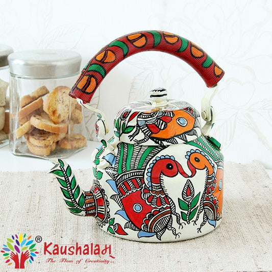 Hand Painted Kettle : Peacock couple