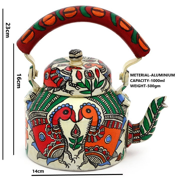 Hand Painted Kettle : Peacock couple