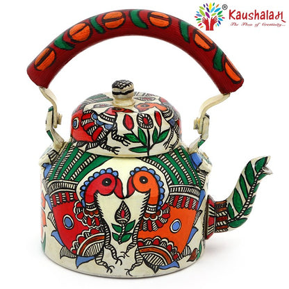 Hand Painted Kettle : Peacock couple