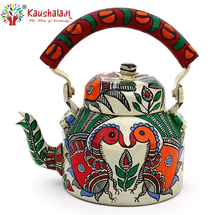 Hand Painted Kettle : Peacock couple