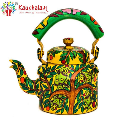 Hand Painted Kettle : Parrots on th etree