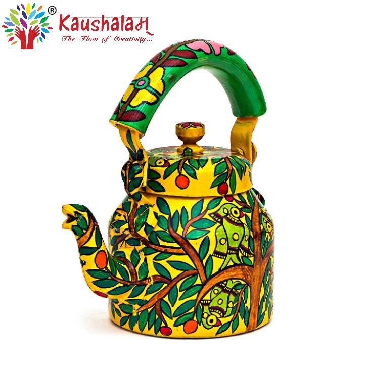 Hand Painted Kettle : Parrots on th etree