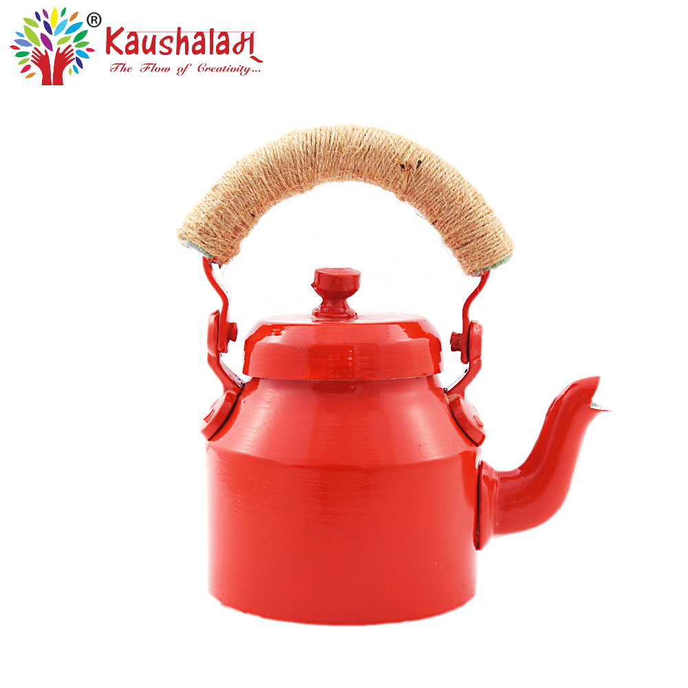 Hand Painted Kettle : Solid Red