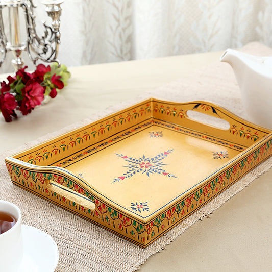 HANDPAINTEDLARGE TRAY: GOLDEN