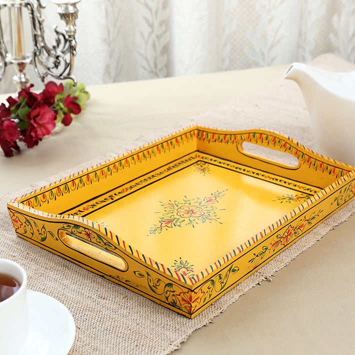 HANDPAINTED TRAY: YELLOW