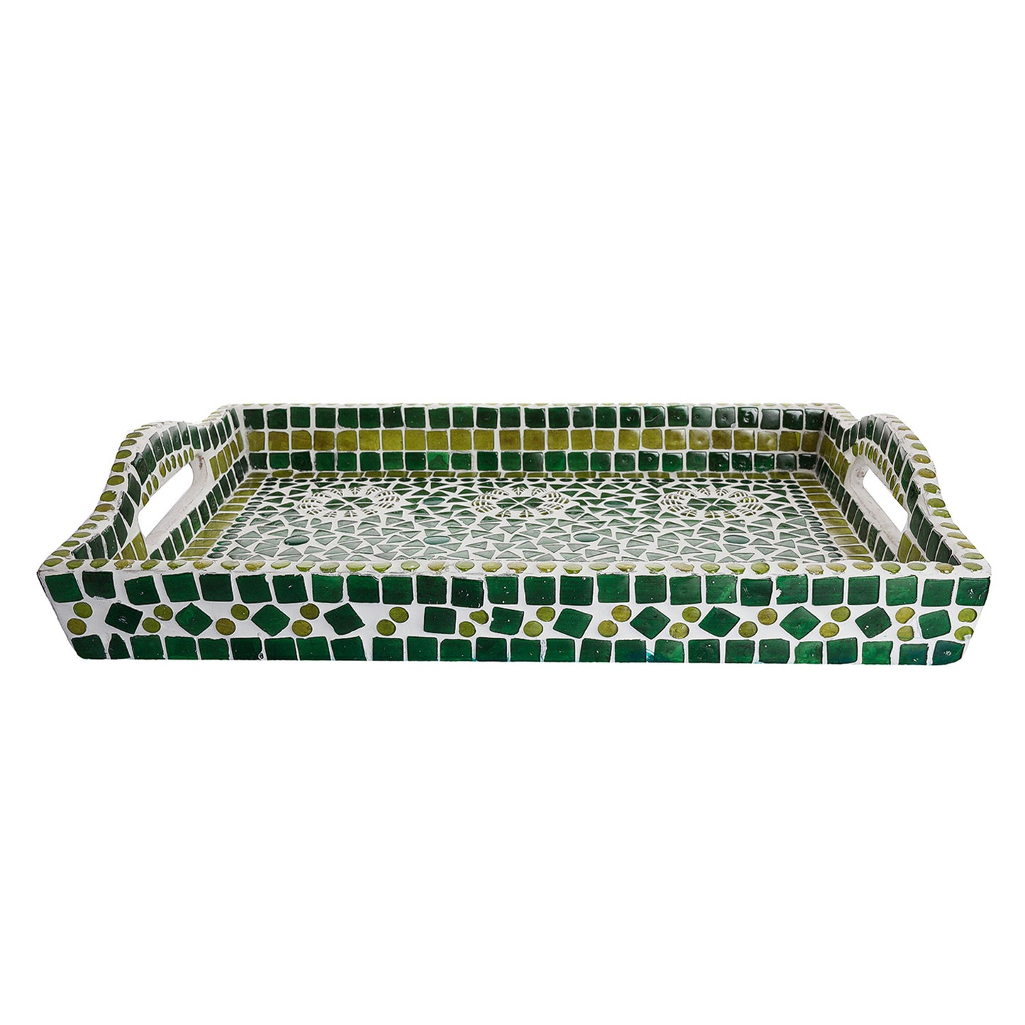 Kaushalam Mosaic Large Tray: Green