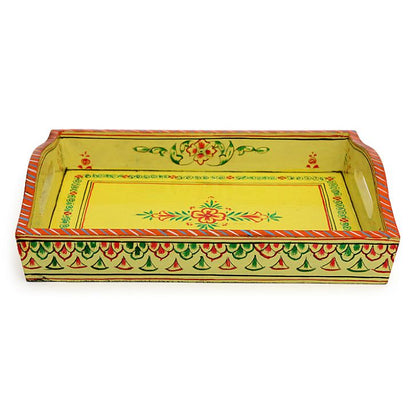 HANDPAINTED TRAY: OFF WHITE, YELLOW