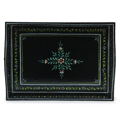 HAND PAINTED TRAY: BLACK MUGHAL ART