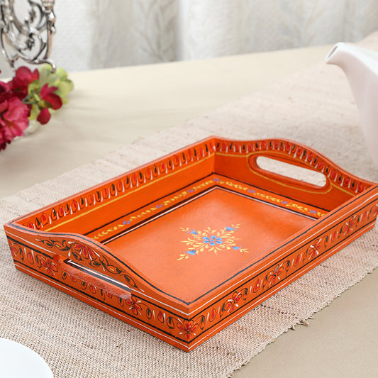 HANDPAINTED TRAY: BROWN