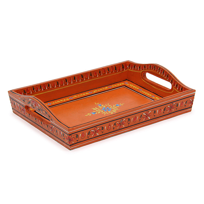 HANDPAINTED TRAY: BROWN