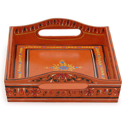 HANDPAINTED TRAY: BROWN