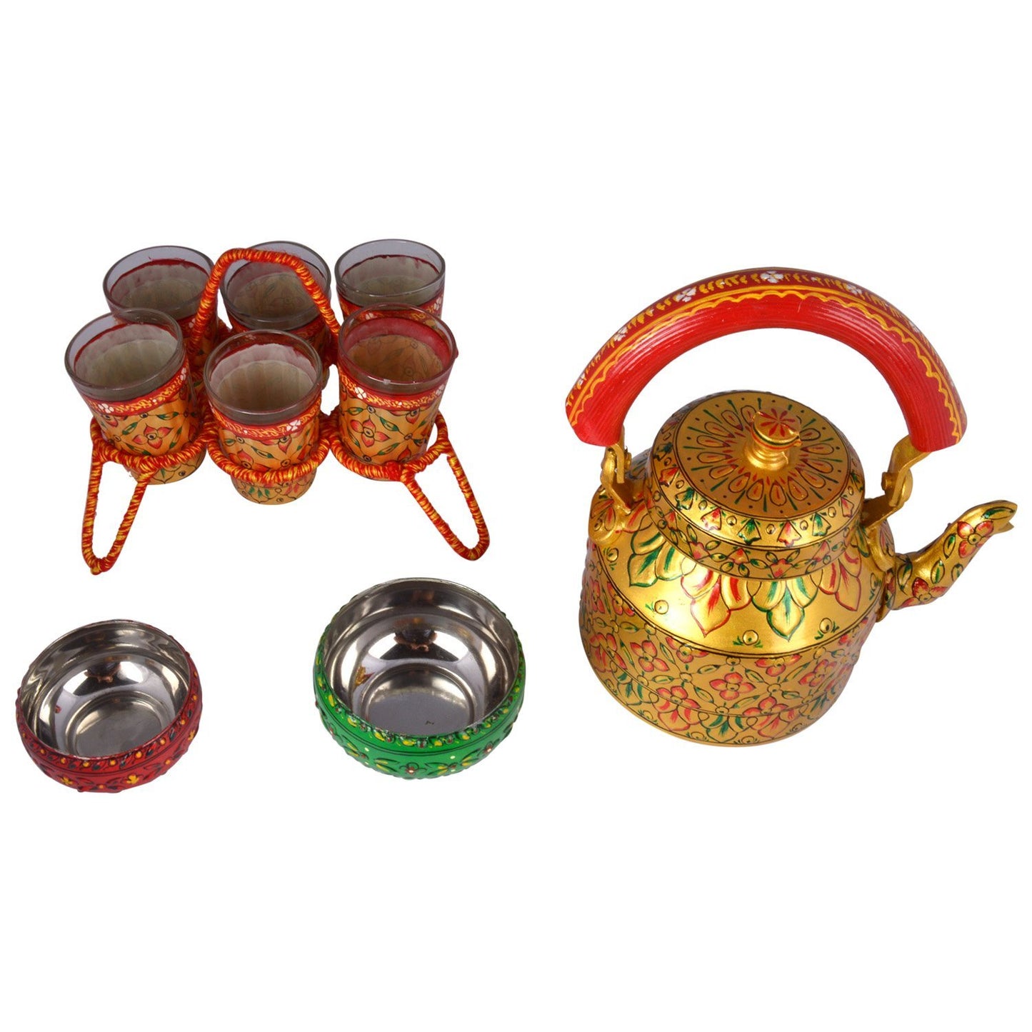 Kaushalam Hand Painted Tea Set - Golden Glow