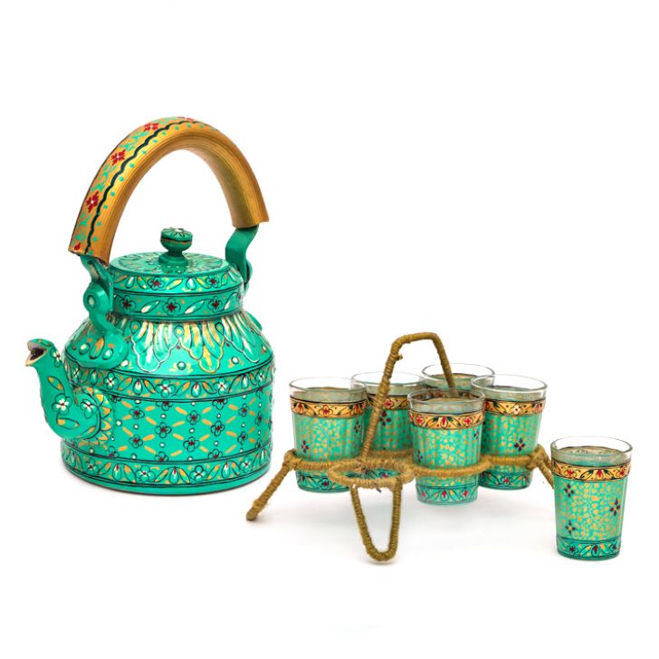 Kaushalam Tea Kettle with six glasses and stand: Eye Charmer