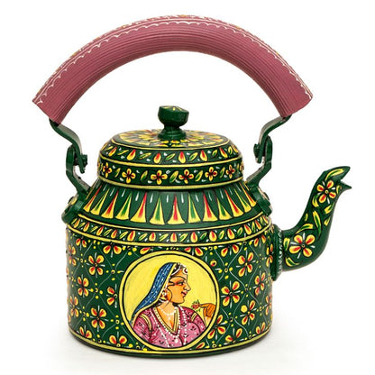 Kaushalam Tea Kettle with six glasses and stand: King & Queen