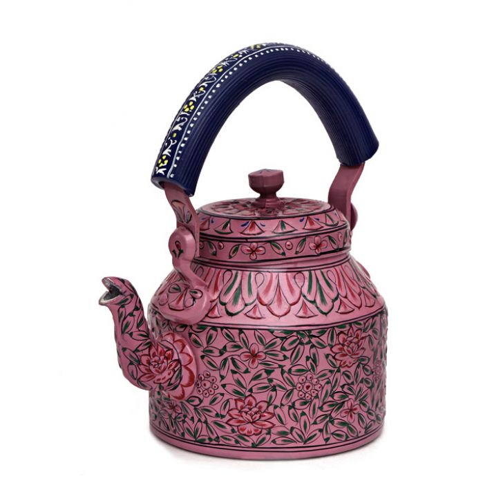 Kaushalam Tea Kettle with six glasses and stand: Pink Passion