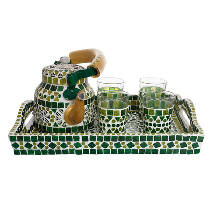 Kaushalam Mosaic Tea Set: Green