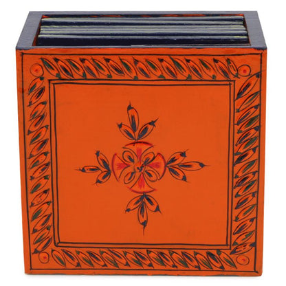 Hand Painted Coasters - Radish Orange  , Mughal Art