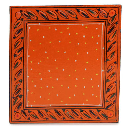 Hand Painted Coasters - Radish Orange  , Mughal Art