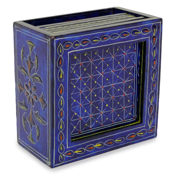 Hand Painted Coasters - Blue Mania, Mughal Art