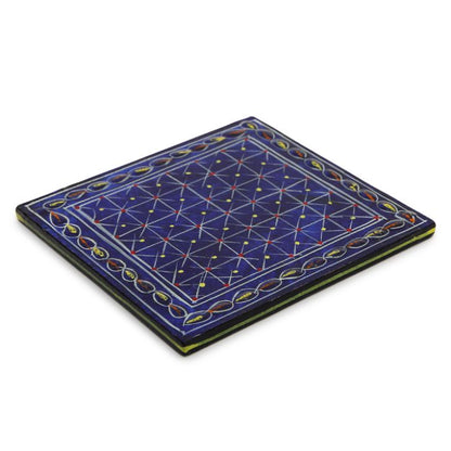 Hand Painted Coasters - Blue Mania, Mughal Art