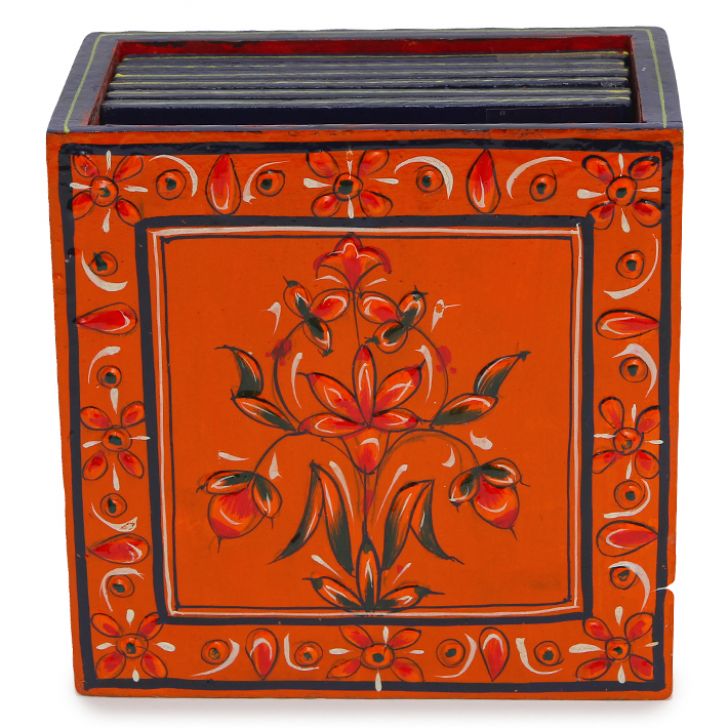 Hand Painted Coasters - Blue Mania, Mughal Art