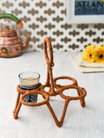 Tea Glass Stand Four CHIKA: Rust